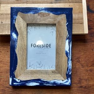 PICTURE FRAME 🖼 Blue Marbled & Wood 4x6 Picture/5x7 Frame